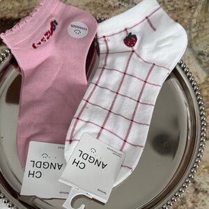 Pink and White Ankle Socks Set